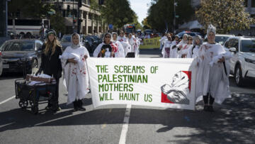 ABD’nin başkentindeki protestoda, yetkililere Filistinli kadın ve annelerin çığlıkları dinletildi